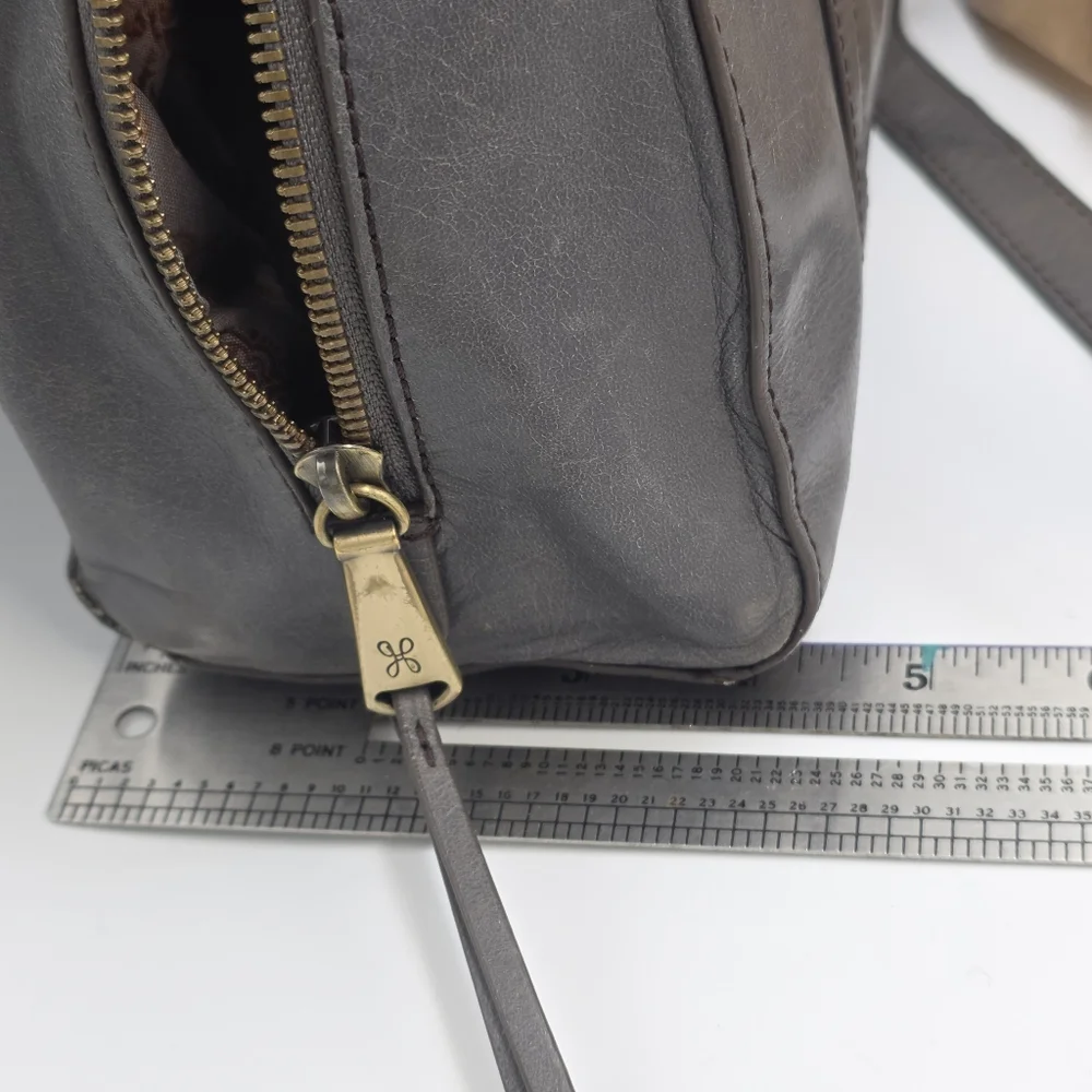 HOBO Distressed Gray Leather Satchel Shoulder Bag – 10